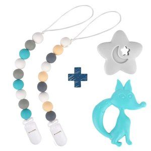 Dodo Babies Silicone Bead Pacifier Clip & Teething Toy Set